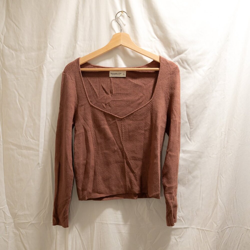 Abercrombie - Soft A&F Collection - Dusty Mauve Long Sleeve Sweater Square Neck